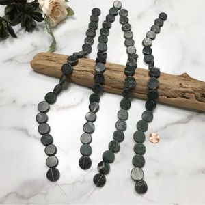 Green Marble Flat Round Beads